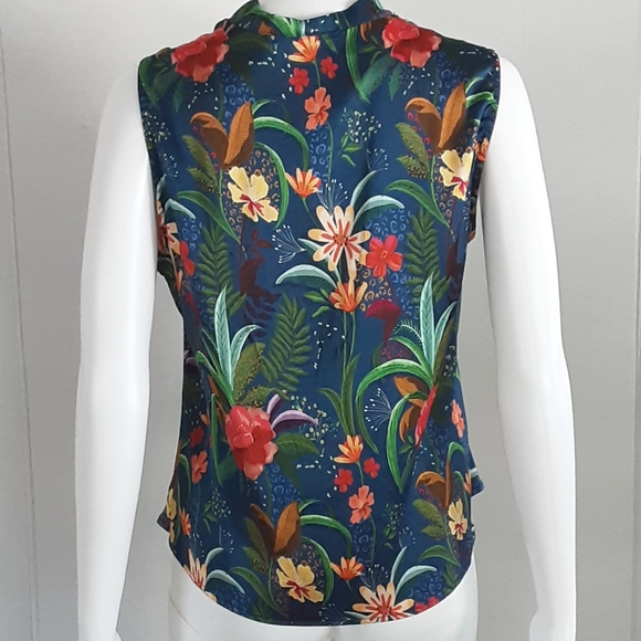 SHORE Brand Drape Neck Oceanside Floral Tank Top Sz. L - NWOT - Picture 5 of 8